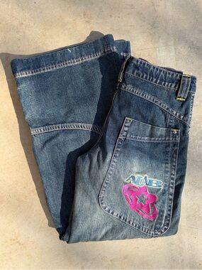A.LAB Analog Curved Blue Wash Rave Jeans